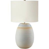 Loops Table Lamp Textured Ceramic Base Cream Linen Shade Blue & Sand LED E27 60W