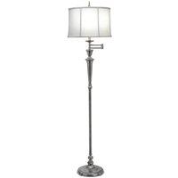 Loops Floor Lamp Swing Arm Multi Direction Off-White Shade Antique Nickel LED E27 60W in Metallics