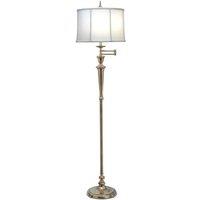 Loops Floor Lamp Swing Arm Directional Off-White Shade Burnished Brass LED E27 60W in White