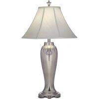 Loops Table Lamp Silvered Look Off-White Silk Shantung Shade Nickel LED E27 60W in Metallics