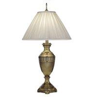 Loops Table Lamp Grecian Urn Style Oyster Sheen Box Pleat Shade Brass LED E27 60W in Metallics
