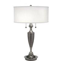 Loops 2 Bulb Twin Table Lamp Global White Shade Antique Nickel LED E27 60W in Metallics