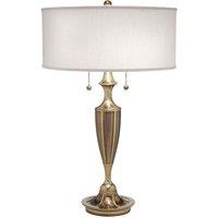 Loops 2 Bulb Twin Table Lamp Zinc Cast Off-White Shade Burnished Brass LED E27 60W in White