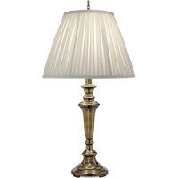 Loops Table Lamp Oyster Silk Sheen Box Pleat Shade Burnished Brass LED E27 60W in Metallics