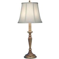 Loops Table Lamp Tall Slim Stem Ivory Shadow Shade Antique Brass LED E27 60W in Metallics