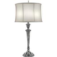 Loops Table Lamp Zinc Cast Off-White Silk Shantung Shade Antique Nickel LED E27 60W in Metallics