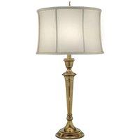 Loops Table Lamp Zinc Cast Oyster Silk Sheen Shade Burnished Brass LED E27 60W in Metallics