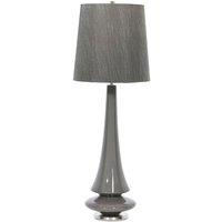 Loops Table Lamp Mid Grey Glaze Dark Grey Faux Silk Shade Grey LED E27 60W