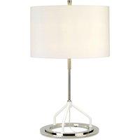 Loops Table Lamp White Shade Dark Grey Polished Nickel Finish LED E27 60W Bulb in Metallics