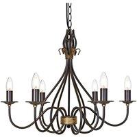 Loops 6 Bulb Chandelier Hanging Pendant LIght Rust/Gold LED E14 60W Bulb