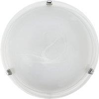 Loops Wall Flush Ceiling Light Colour Chrome Shade Glass Alabaster Bulb E27 2x60W in Clear
