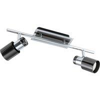 Loops Flush Ceiling 2 Spot Lights Back Plate & Shade Nickel Black Bulb GU10 2x5W Incl in Metallics