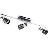 Loops Flush Ceiling 3 Spot Lights Back Plate & Shade Nickel Black Bulb GU10 3x5W Incl in Metallics