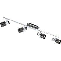Loops Flush Ceiling 4 Spot Lights Track Back Plate & Shade Nickel Black Bulb GU10 4x5W in Metallics