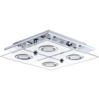 Loops Flush Ceiling Light Colour Chrome Shade White Clear Satin Glass Bulb GU10 4x3W