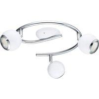 Loops Flush 3 Spots Ceiling Light Colour White Chrome Shade Bulb GU10 3x3W Incl