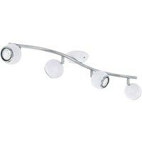 Loops Flush 4 Spots Ceiling Light Colour White Chrome Shade Bulb GU10 4x3W Incl