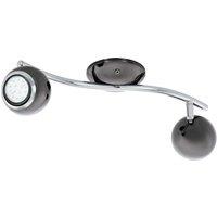 Loops Flush 2 Spots Ceiling Light Colour Nickel Chrome Plated Steel Bulb GU10 2x3W in Metallics