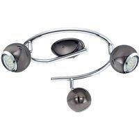 Loops Flush 3 Spots Ceiling Light Colour Nickel Chrome Plated Steel Bulb GU10 3x3W in Metallics