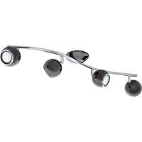Loops Flush 4 Spots Ceiling Light Colour Nickel Chrome Plated Steel Bulb GU10 4x3W in Metallics