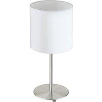 Loops Table Desk Lamp Colour Satin Nickel Steel Shade White Fabric Bulb E27 1x60W in Metallics
