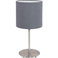 Loops Table Desk Lamp Colour Satin Nickel Steel Shade Grey Fabric Bulb E27 1x60W in Metallics