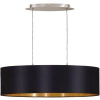 Loops Pendant Light Colour Satin Nickel Shade Black Gold Fabric Bulb E27 2x60W in Metallics