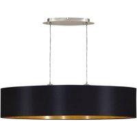 Loops Pendant Light Colour Satin Nickel Shade Black Gold Fabric Bulb E27 2x60W in Metallics