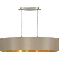 Loops Pendant Light Colour Satin Nickel Shade Taupe Gold Fabric Bulb E27 2x60W in Metallics