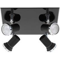 Loops Flush Ceiling Light Colour Black Chrome Shade Clear Glass Bulb GU10 4x3.3W