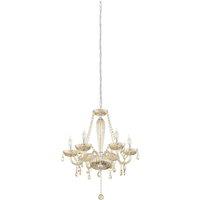 Loops Pendant Ceiling Light Colour Chrome Shade CognacColoured Glass Bulb E14 6x40W in Clear