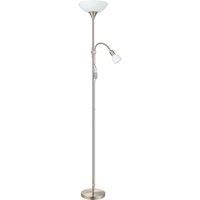Loops Floor Lamp Light Satin Nickel Shade White Plastic Glass Bulb E27 E14 1x60W 1x25W in Metallics