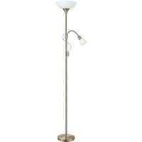 Loops Floor Lamp Light Bronzed Shade White Plastic Glass Bulb E27 E14 1x60W 1x25W
