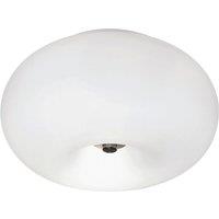 Loops Wall Flush Ceiling Light Satin Nickel Shade White Glass Opal Matt Bulb E27 2x60W in Metallics