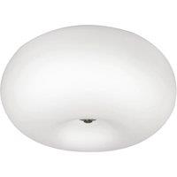 Loops Wall Flush Ceiling Light Satin Nickel Shade White Glass Opal Matt Bulb E27 2x60W in Metallics