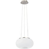 Loops Pendant Light Colour Satin Nickel Shade White Glass Opal Matt Bulb E27 2x60W in Metallics