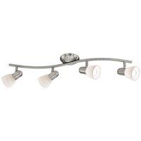 Loops Flush 4 Spot Ceiling Light Satin Nickel Shade White Glass Bulb E14 4x40W in Metallics