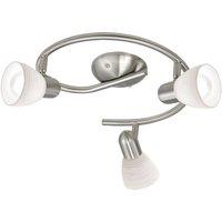 Loops Flush Ceiling Light Satin Nickel Shade White Glass Wipe Technique Bulb E14 3x40W in Metallics
