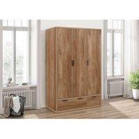 Birlea Stockwell 3 Door 2 Drawer Wardrobe Rustic Oak in Brown