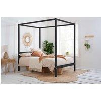 Birlea Four Poster Bed Frame Solid Wood 4 Poster Canopy Mercia in Black | Size: King