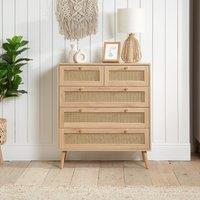 Birlea Croxley Chest of 5 Drawers Rattan Croxley Mid Century Modern in Natural