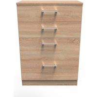 Ready Assembled 2 U Cornwall 4 Drawer Deep Chest (Ready Assembled) in Light Oak