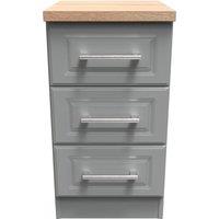 Ready Assembled 2 U Norfolk 3 Drawer Bedside Cabinet (Ready Assembled) in Dark Grey