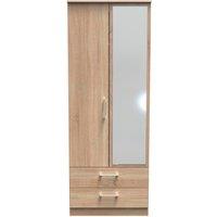Ready Assembled 2 U Cornwall 2 Door 2 Drawer Mirror Wardrobe (Ready Assembled) in Light Oak
