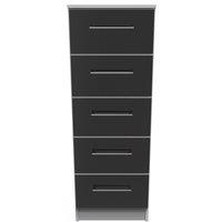 Ready Assembled 2 U Chester 5 Drawer Tallboy (Ready Assembled) in Black