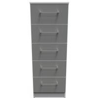 Ready Assembled 2 U Chester 5 Drawer Tallboy (Ready Assembled) in Mid Grey