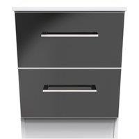 Ready Assembled 2 U Chester 2 Drawer Bedside Cab(Ready Assembled) in Black