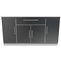 Ready Assembled 2 U Gloucester 4 Door 1 Drawer Wide Unit (Ready Assembled) in Black