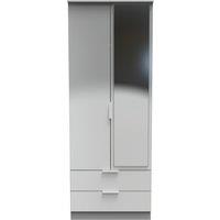 Ready Assembled 2 U Dover 2 Door 2 Drawer Mirrored Robe (Ready Assembled) in Dark Grey