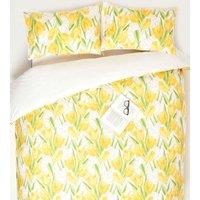 Homescapes Yellow Tulips Digitally Printed Cotton Duvet Cover Set | Size: Super King
